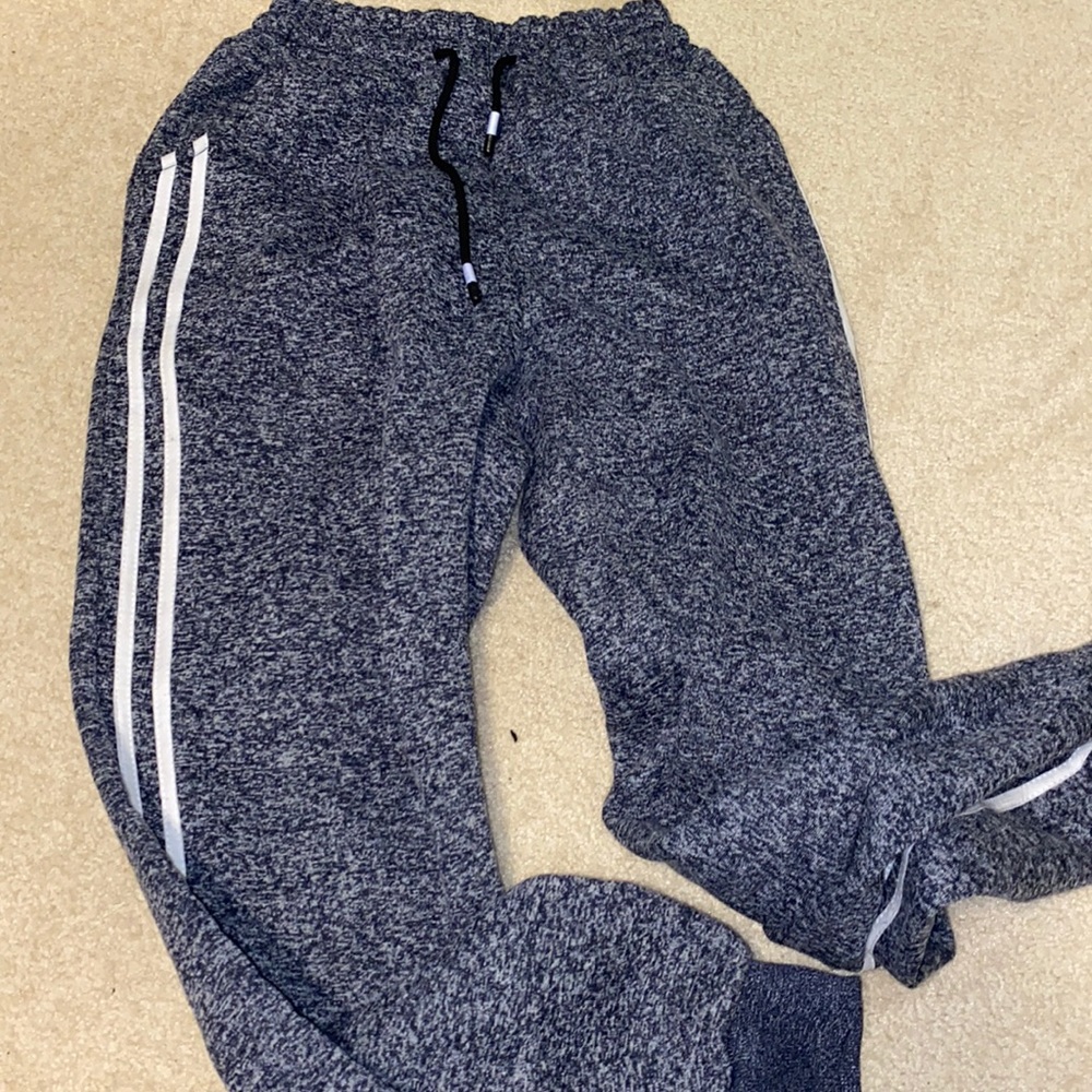 blue and grey sweatpants
